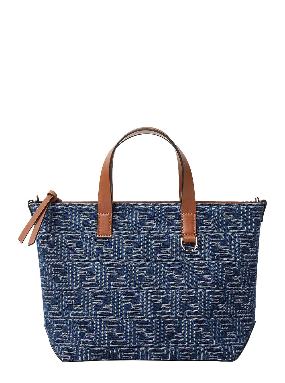Fendi Men Blue Shopper With Top Handles And All-Over Ff Motif In Cotton Man FENDI