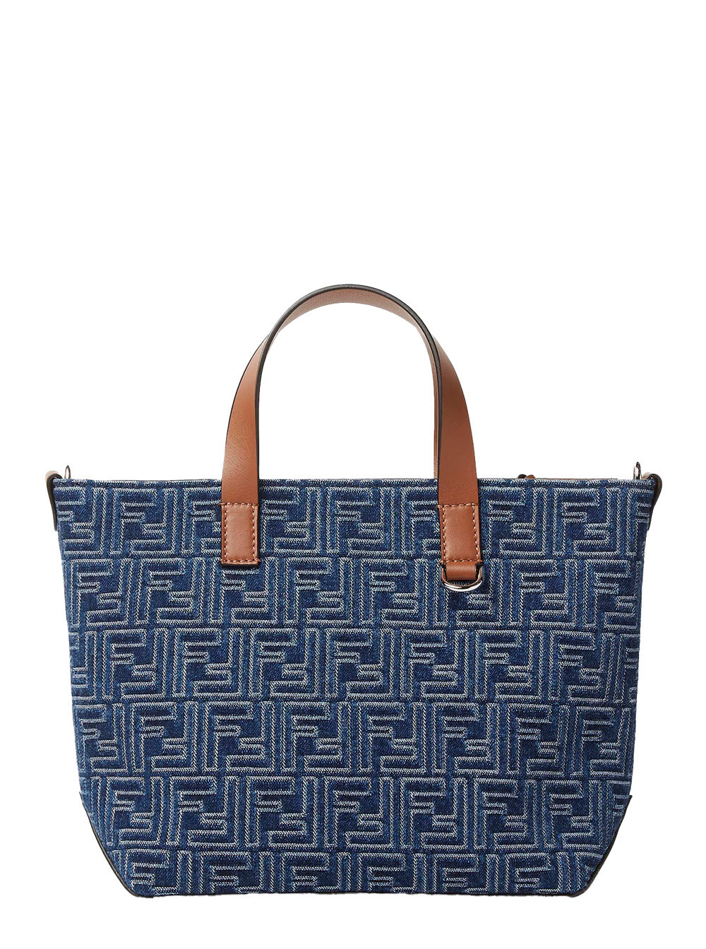 Fendi Men Blue Shopper With Top Handles And All-Over Ff Motif In Cotton Man FENDI