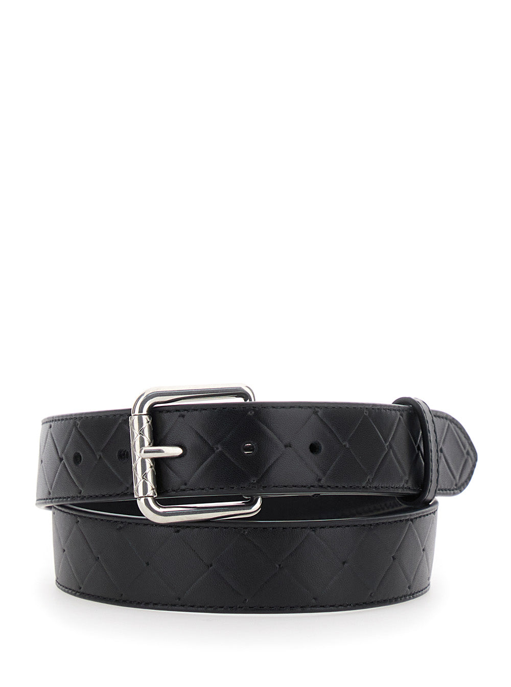 Bottega Veneta Men Black Belt With Intrecciato Motif And Buckle Closure In Leather Man BOTTEGA VENETA