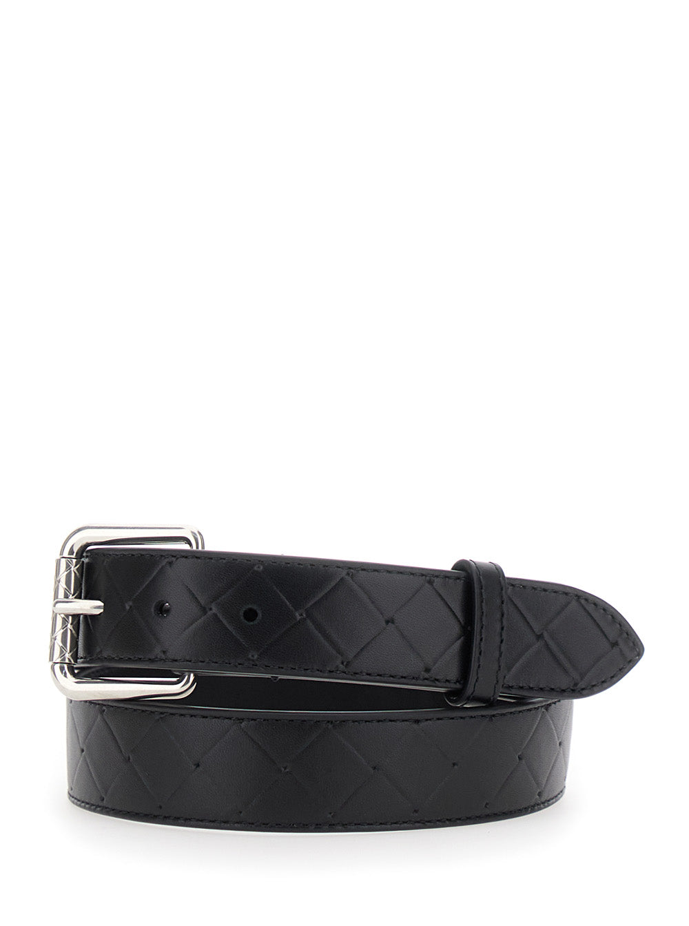 Bottega Veneta Men Black Belt With Intrecciato Motif And Buckle Closure In Leather Man BOTTEGA VENETA
