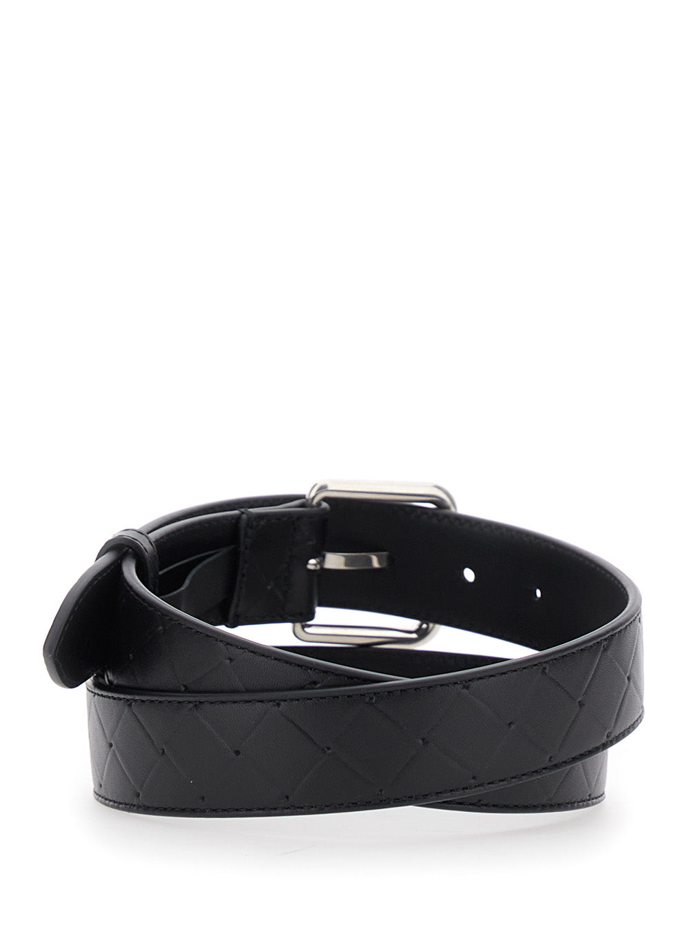 Bottega Veneta Men Black Belt With Intrecciato Motif And Buckle Closure In Leather Man BOTTEGA VENETA