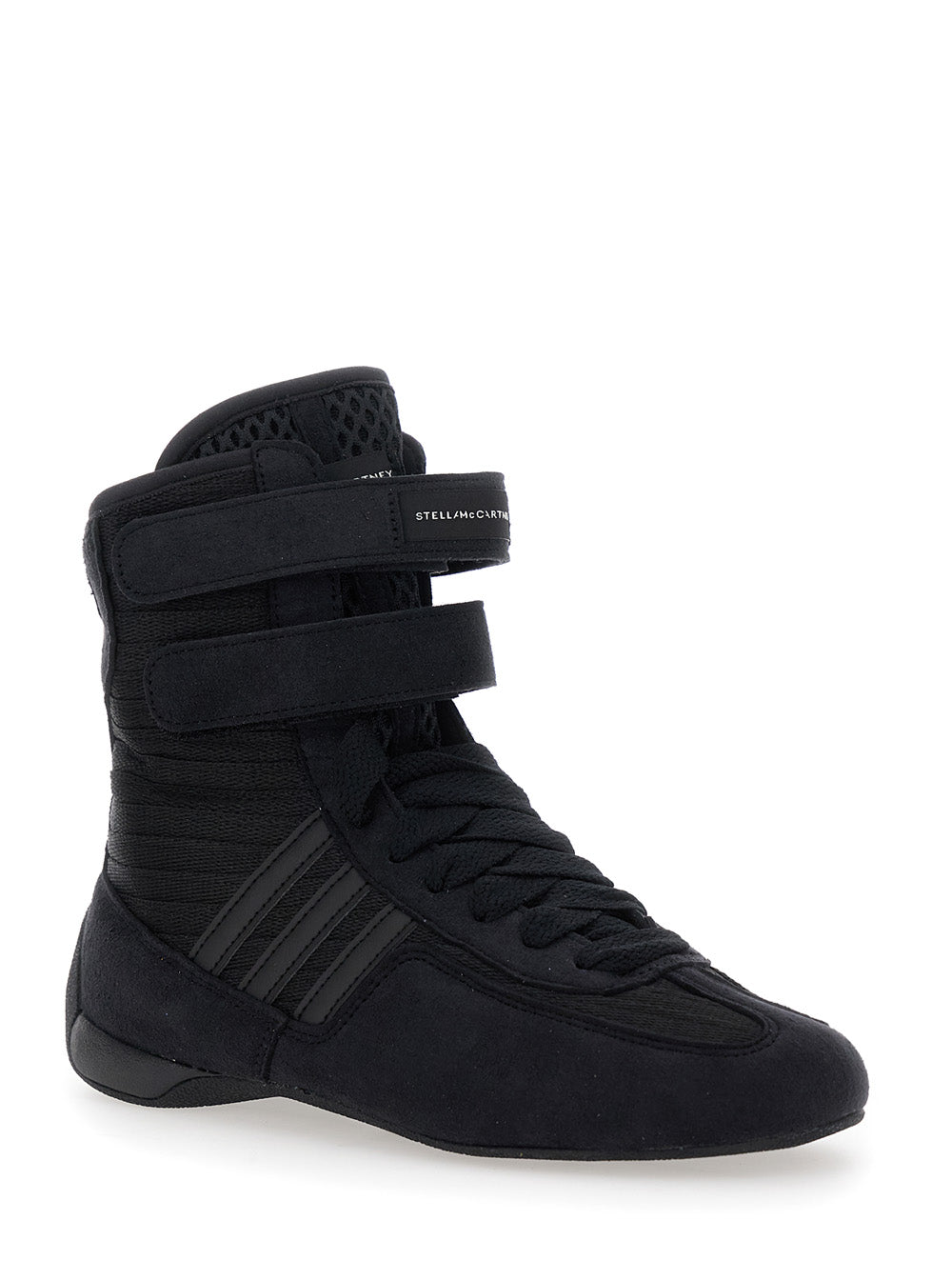 Stella Mccartney Women 'Rasant' Black Sneakers With Strap Closure And Logo Detail On The Side In Tech Fabric Woman STELLA MCCARTNEY