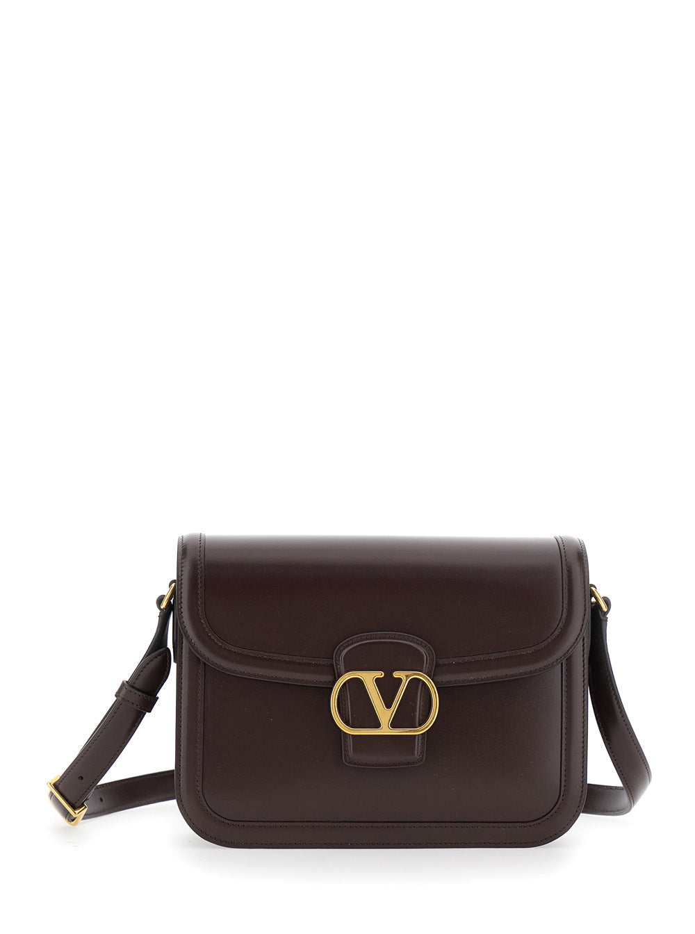 Valentino Garavani Women '9To5' Brown Crossbody Bag With Vlogo Detail On The Front And Adjustable Shoulder Strap In Leather Woman VALENTINO GARAVANI