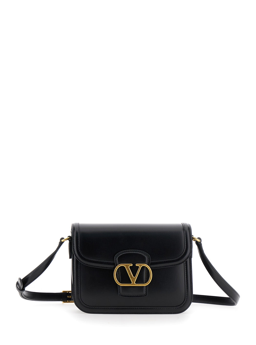 Valentino Garavani Women '9To5' Black Crossbody Bag With Vlogo Detail On The Front And Adjustable Shoulder Strap In Leather Woman VALENTINO GARAVANI