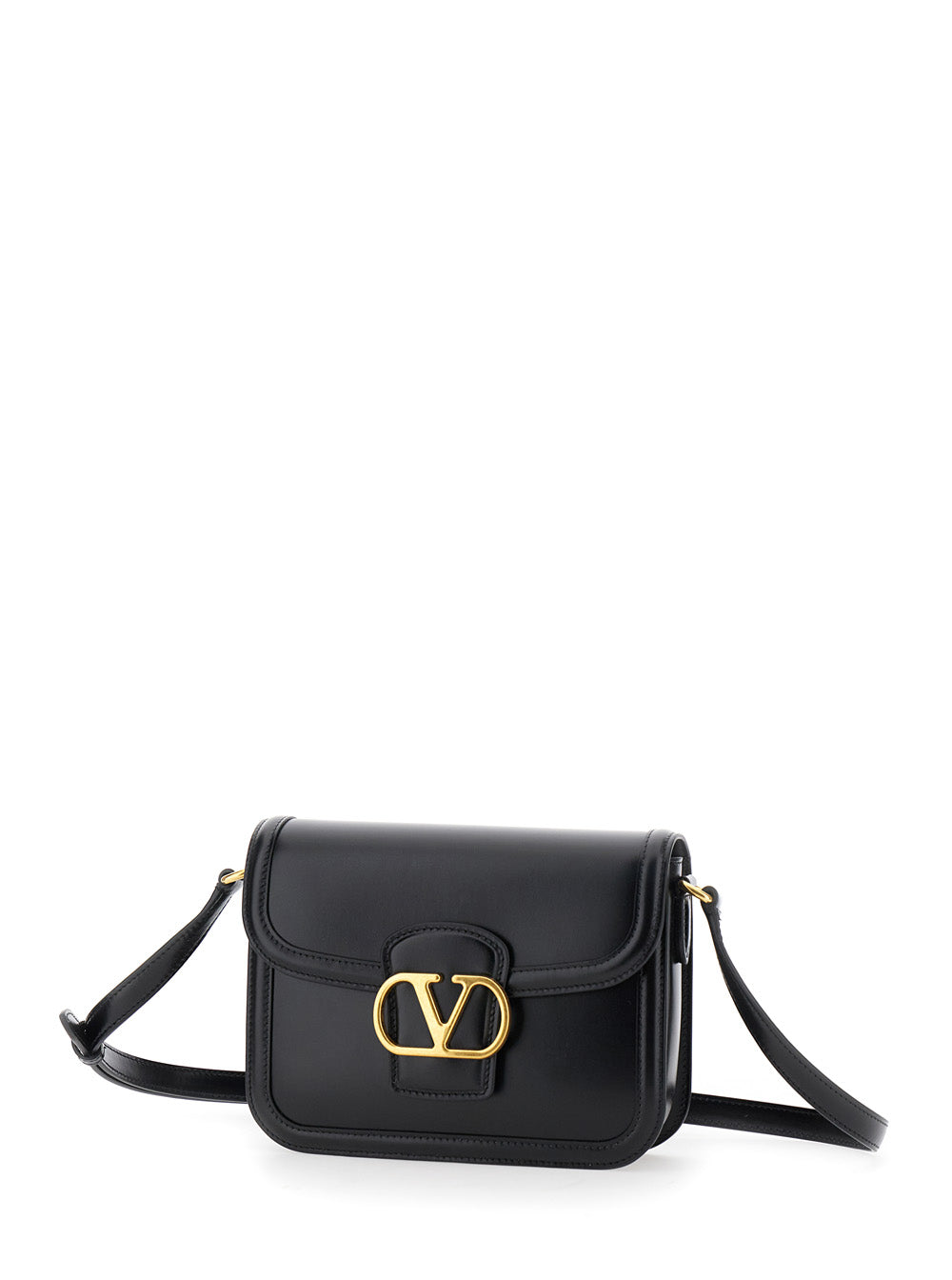 Valentino Garavani Women '9To5' Black Crossbody Bag With Vlogo Detail On The Front And Adjustable Shoulder Strap In Leather Woman VALENTINO GARAVANI