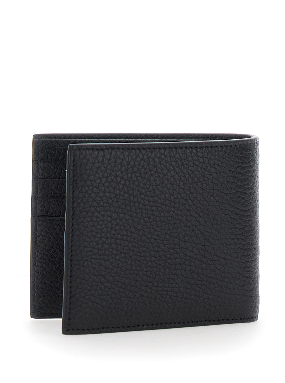 Valentino Garavani Men Black Bi-Fold Wallet With Rockstud Details In Grained Leather Man VALENTINO GARAVANI