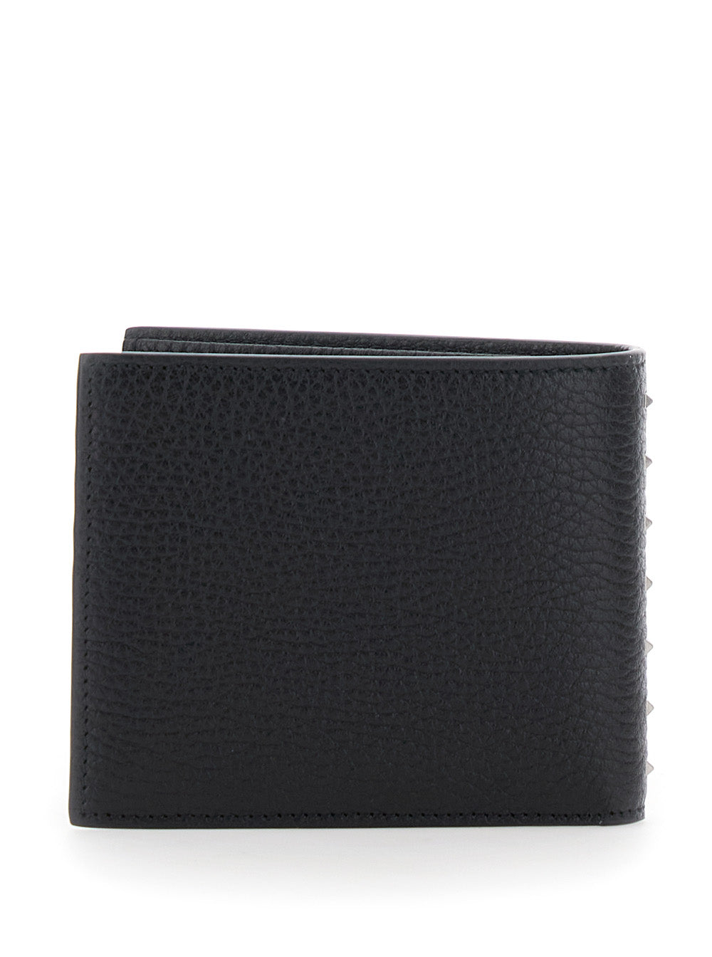 Valentino Garavani Men Black Bi-Fold Wallet With Rockstud Details In Grained Leather Man VALENTINO GARAVANI