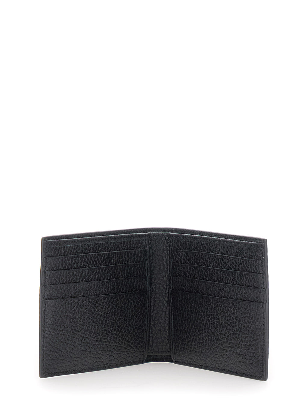 Valentino Garavani Men Black Bi-Fold Wallet With Rockstud Details In Grained Leather Man VALENTINO GARAVANI