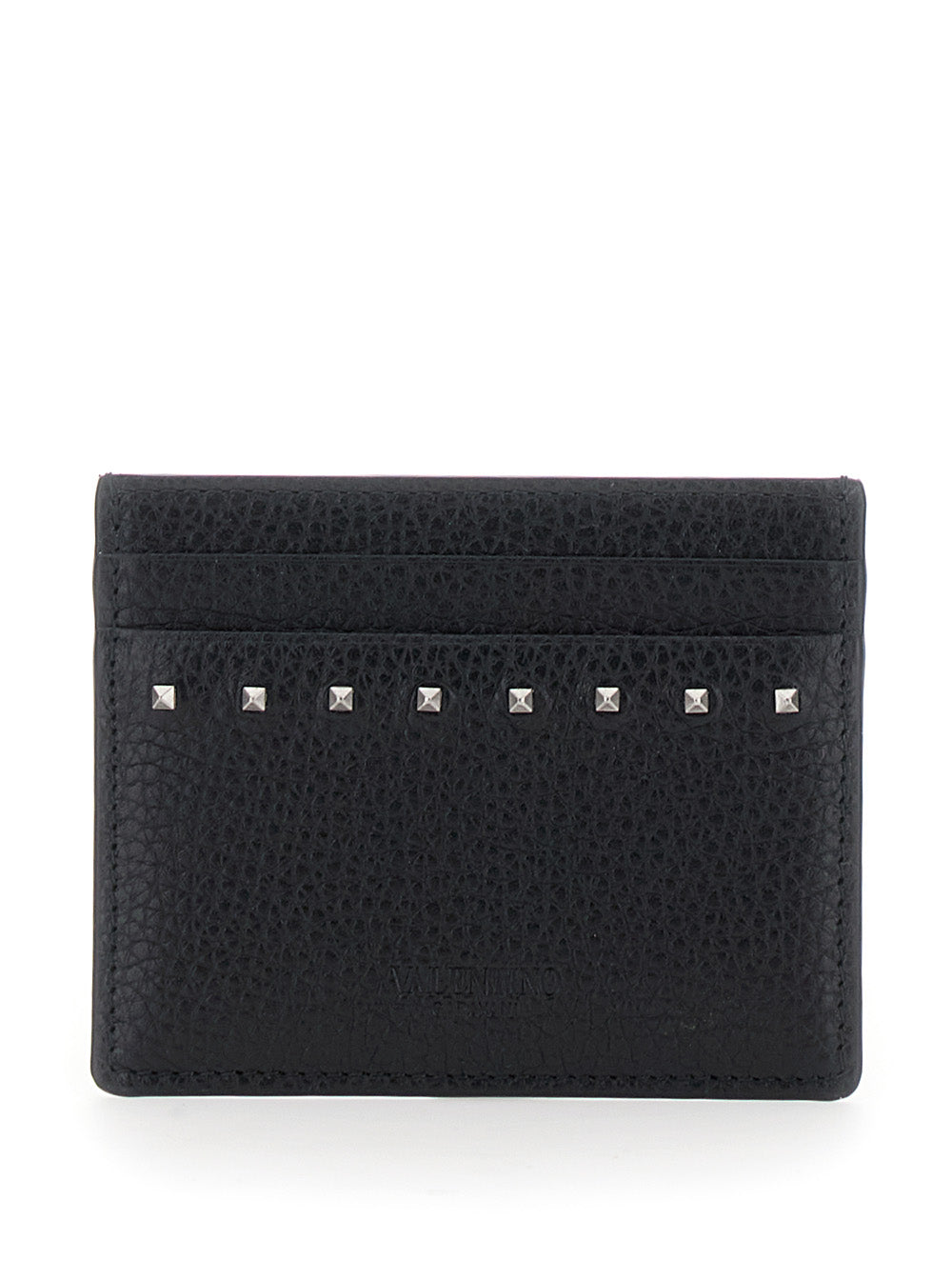Valentino Garavani Men Black Card Holder With Rockstud Embellishments In Leather Man VALENTINO GARAVANI