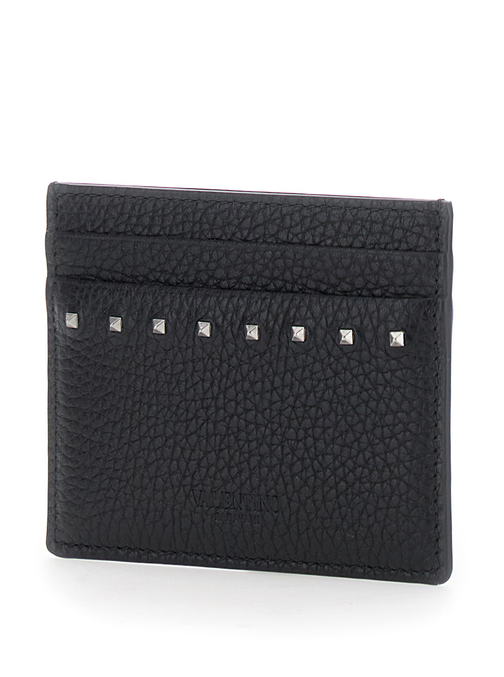 Valentino Garavani Men Black Card Holder With Rockstud Embellishments In Leather Man VALENTINO GARAVANI