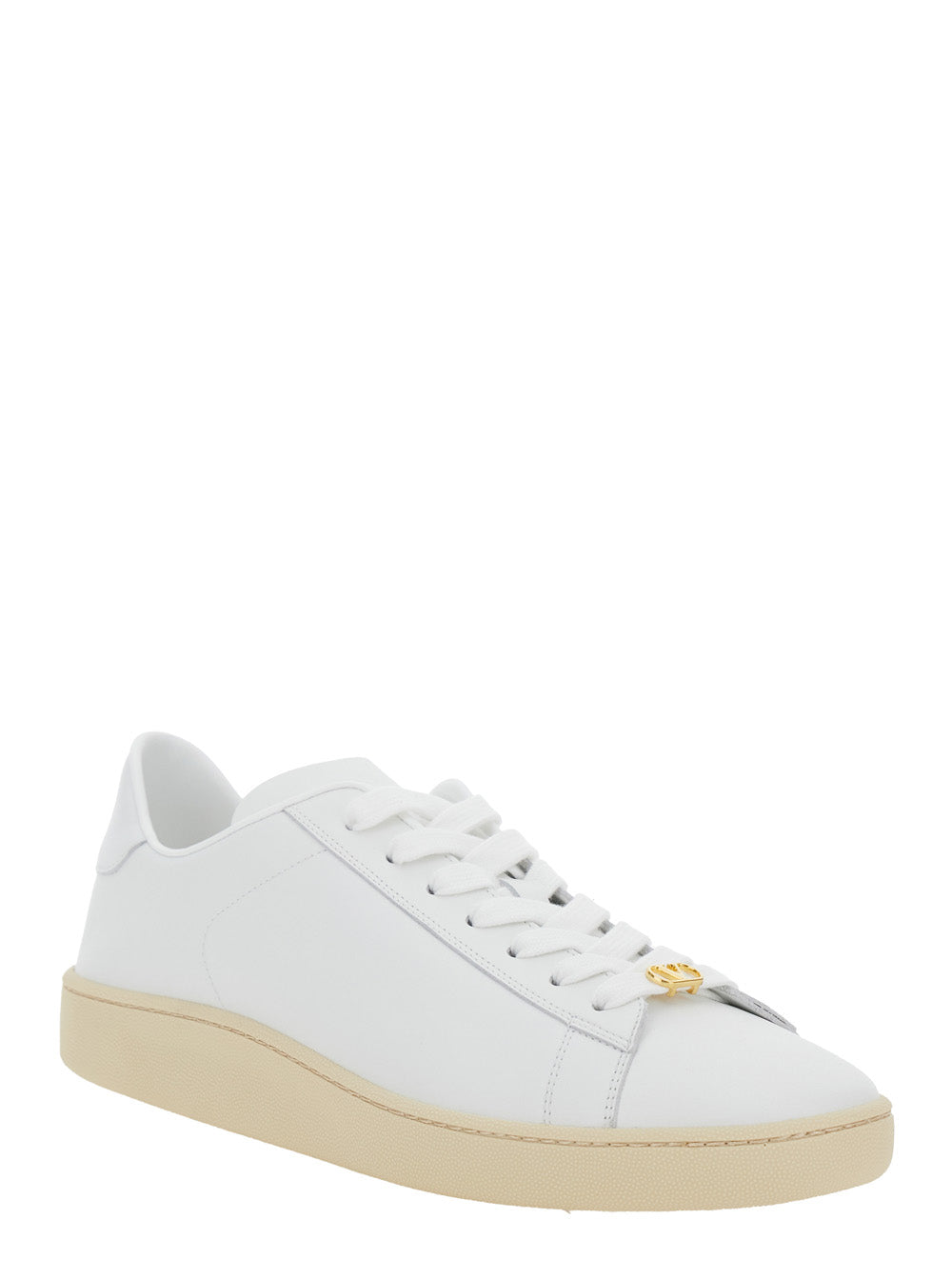Valentino Garavani Men 'Royco' White Low Top Sneakers With Vlogo On The Rear And Vlogo Plaque On The Lace In Leather Man VALENTINO GARAVANI