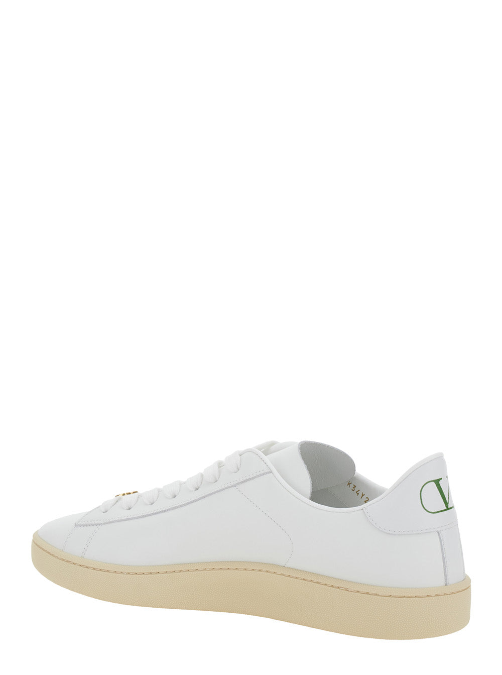 Valentino Garavani Men 'Royco' White Low Top Sneakers With Vlogo On The Rear And Vlogo Plaque On The Lace In Leather Man VALENTINO GARAVANI