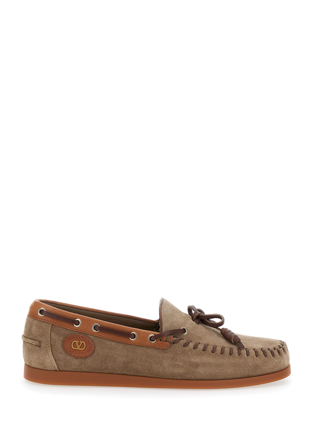 Valentino Garavani Men 'Palm Avenue' Brown Loafers With Vlogo Patch On The Sidei N Leather Man VALENTINO GARAVANI