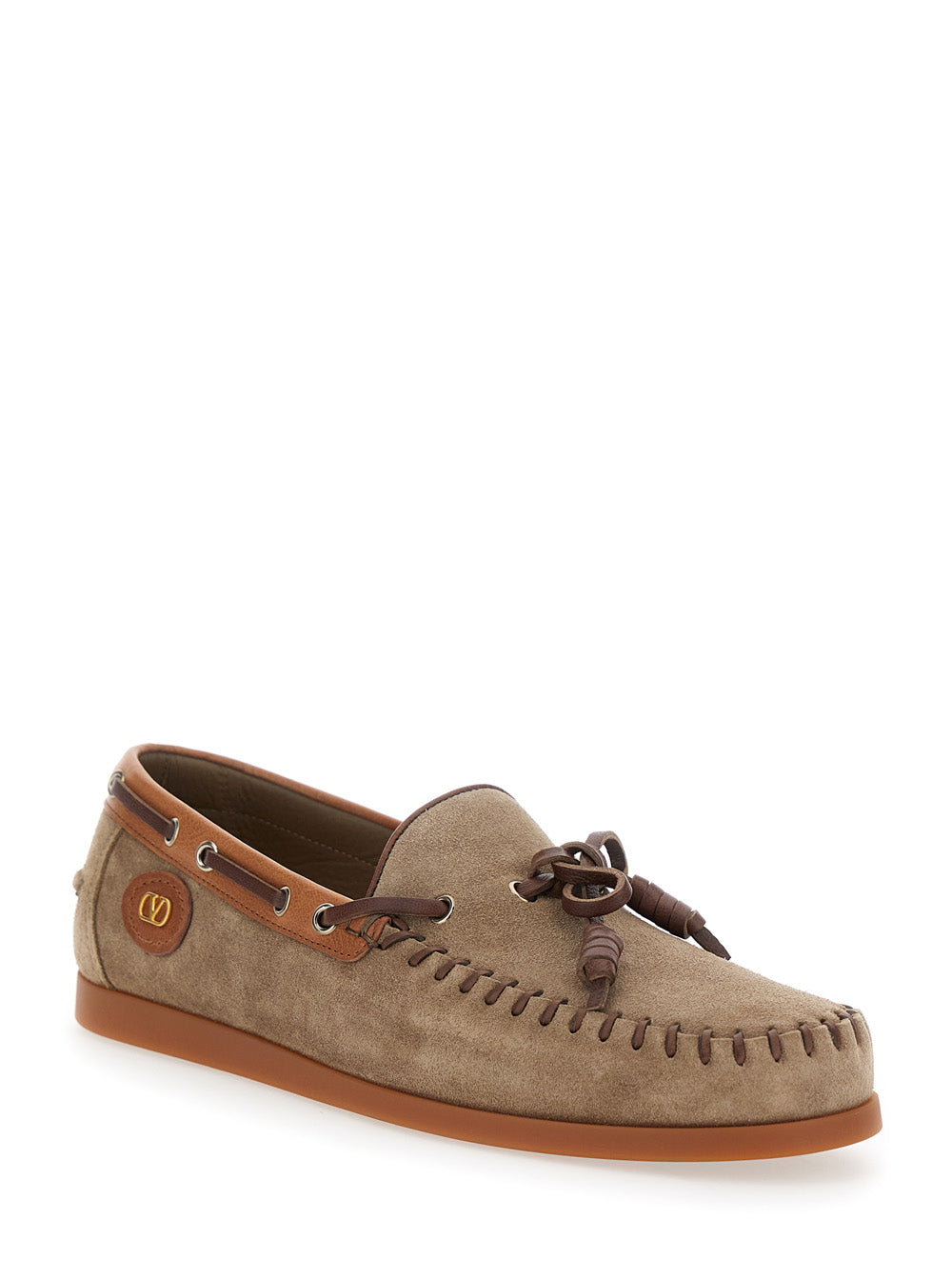 Valentino Garavani Men 'Palm Avenue' Brown Loafers With Vlogo Patch On The Sidei N Leather Man VALENTINO GARAVANI