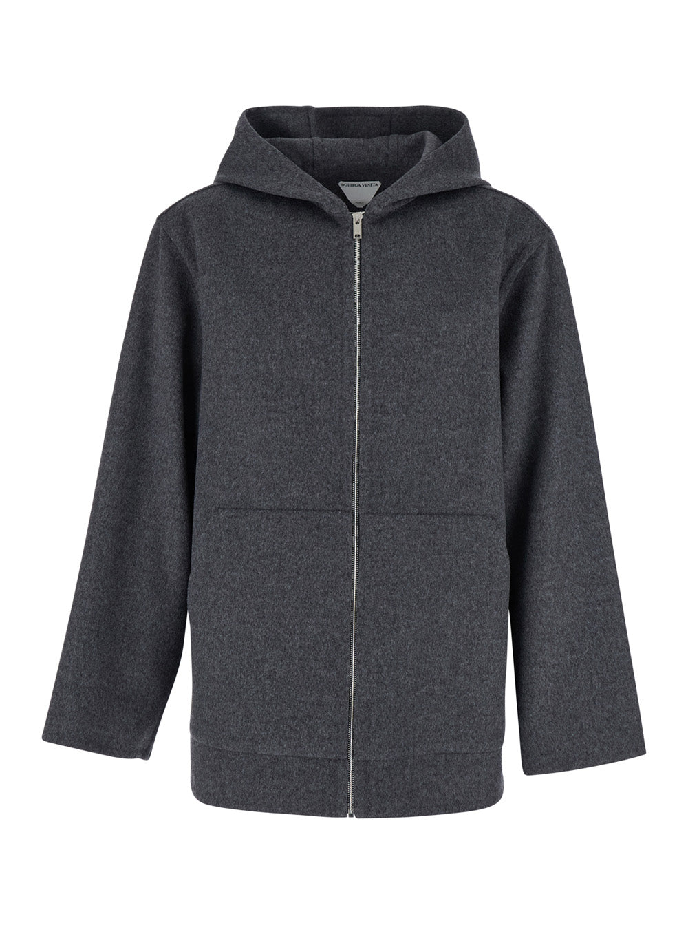 Bottega Veneta Men Grey Coat With Fixed Hood And Front Zip Closure In Wool Man BOTTEGA VENETA