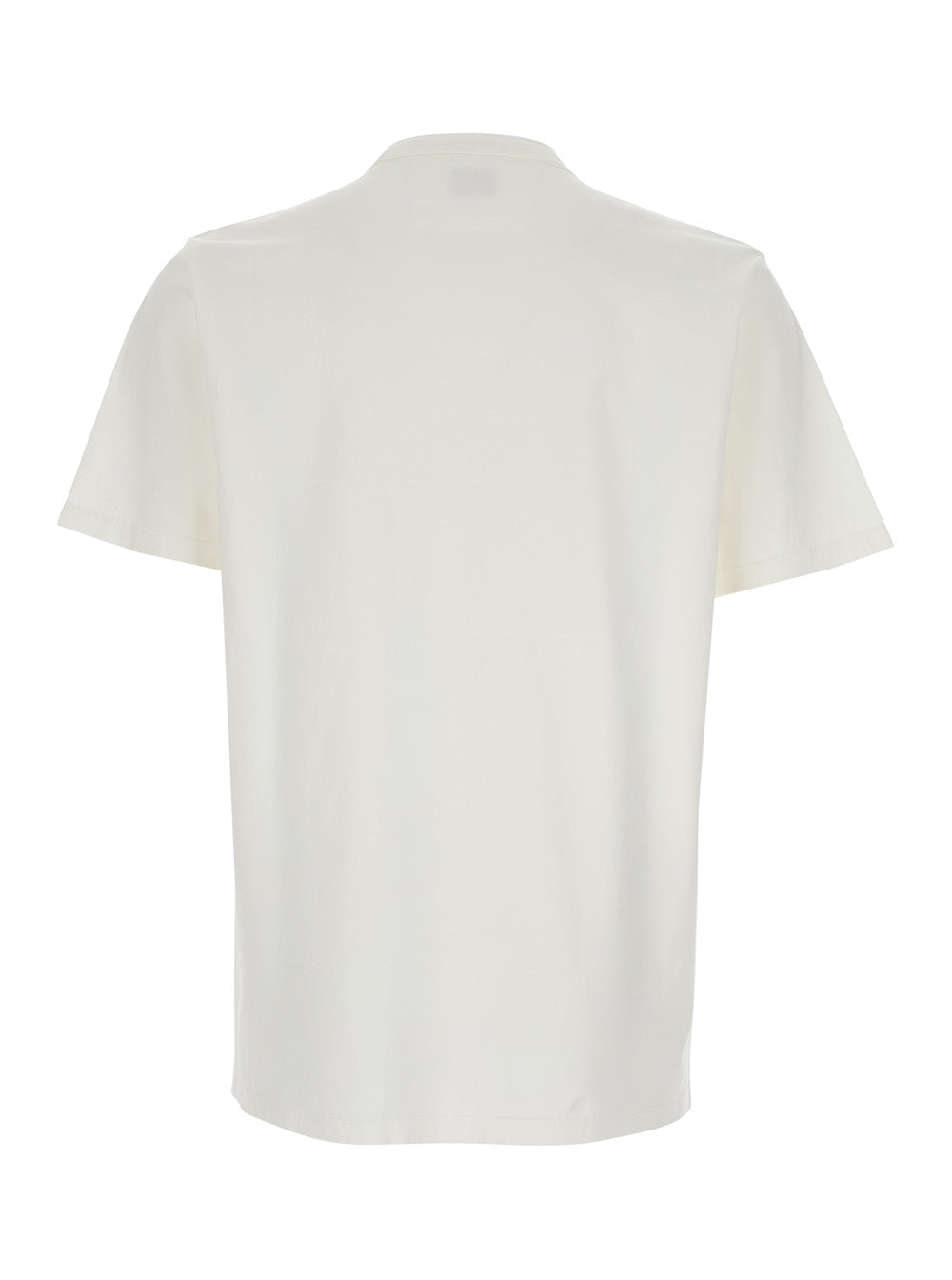 C.P. Company Men White Crewneck T-Shirt With Logo Lettering On The Front In Cotton Man C.P. COMPANY