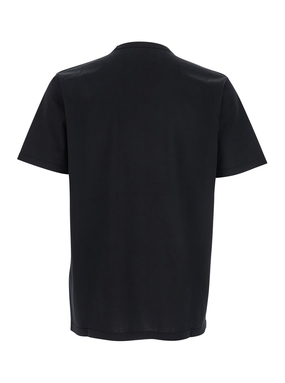 C.P. Company Men Black Crewneck T-Shirt With Logo Lettering On The Front In Cotton Man C.P. COMPANY