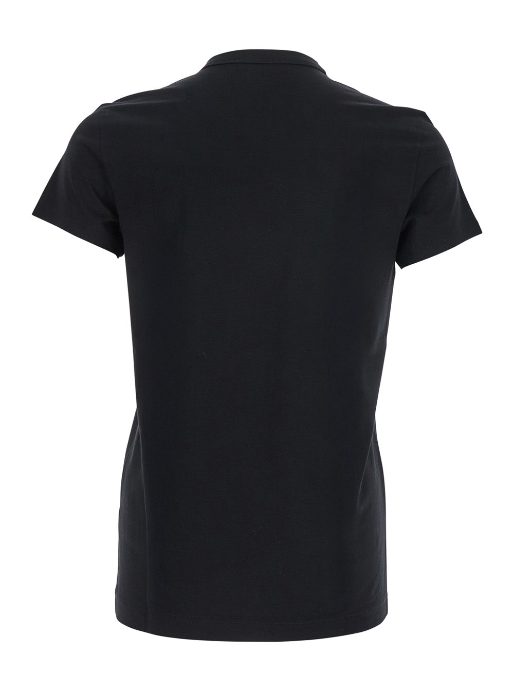 Dolce & Gabbana Men Black Crewneck T-Shirt With Tonal Logo Lettering Embroidery On The Front In Cotton Stretch Man DOLCE & GABBANA