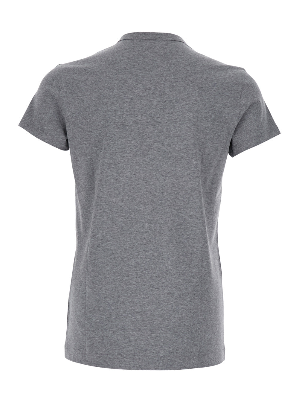 Dolce & Gabbana Men Grey Crewneck T-Shirt With Tonal Logo Lettering Embroidery On The Front In Cotton Stretch Man DOLCE & GABBANA