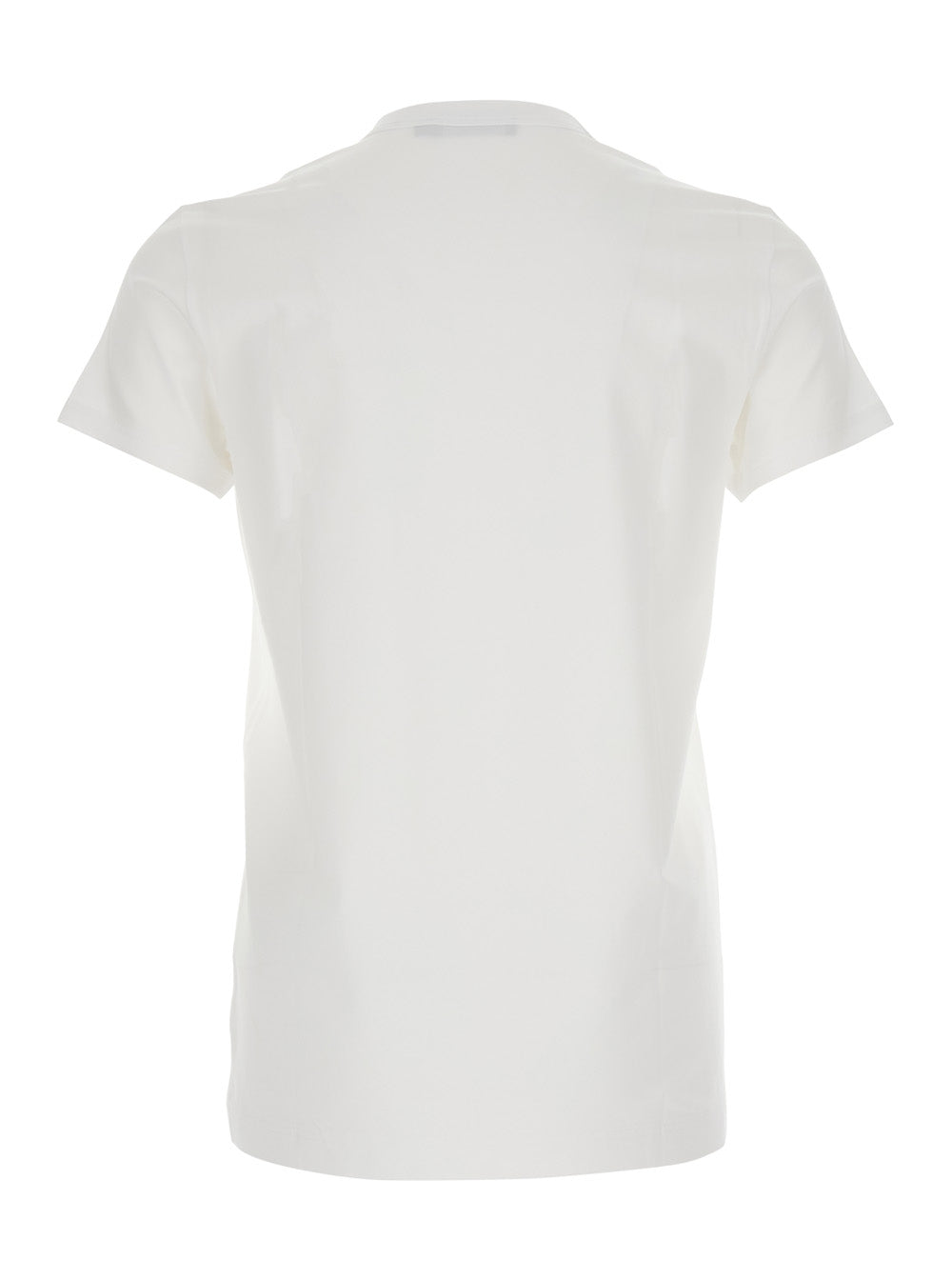 Dolce & Gabbana Men White Crewneck T-Shirt With Tonal Logo Lettering Embroidery On The Front In Cotton Stretch Man DOLCE & GABBANA