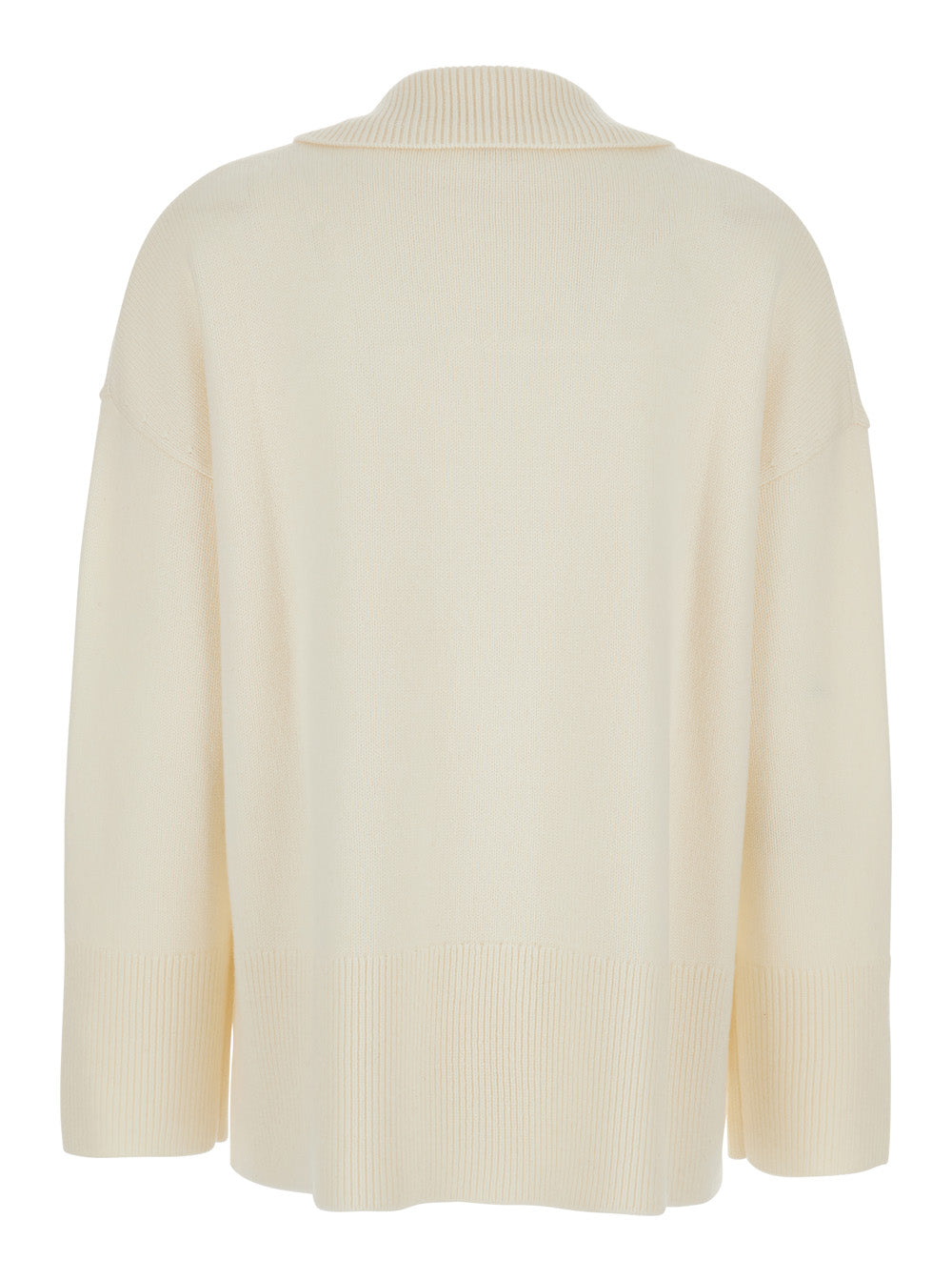 P.A.R.O.S.H. Women White Sweater With Polo Shirt Style Collar And Dropped Shoulder In Wool And Cashmere Woman P.A.R.O.S.H.