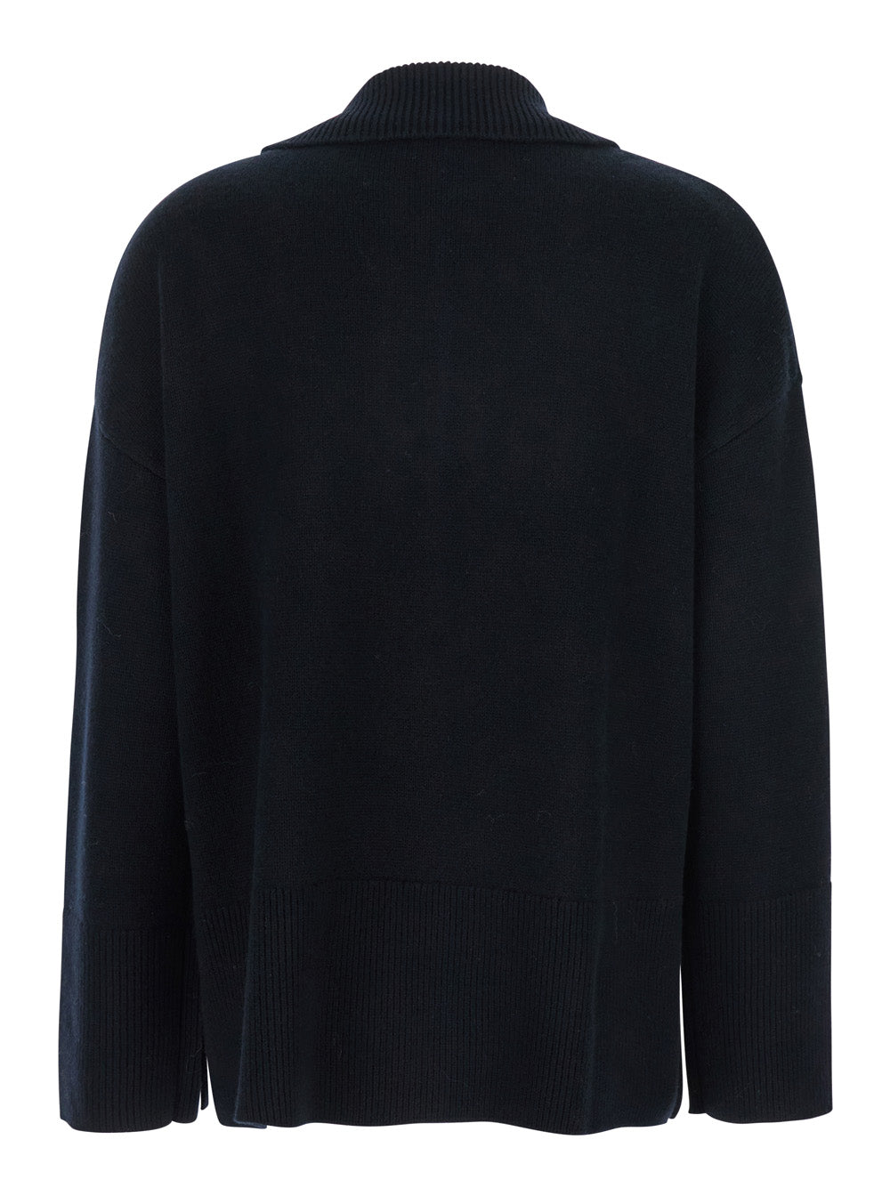 P.A.R.O.S.H. Women Black Sweater With Polo Shirt Style Collar And Dropped Shoulder In Wool And Cashmere Woman P.A.R.O.S.H.