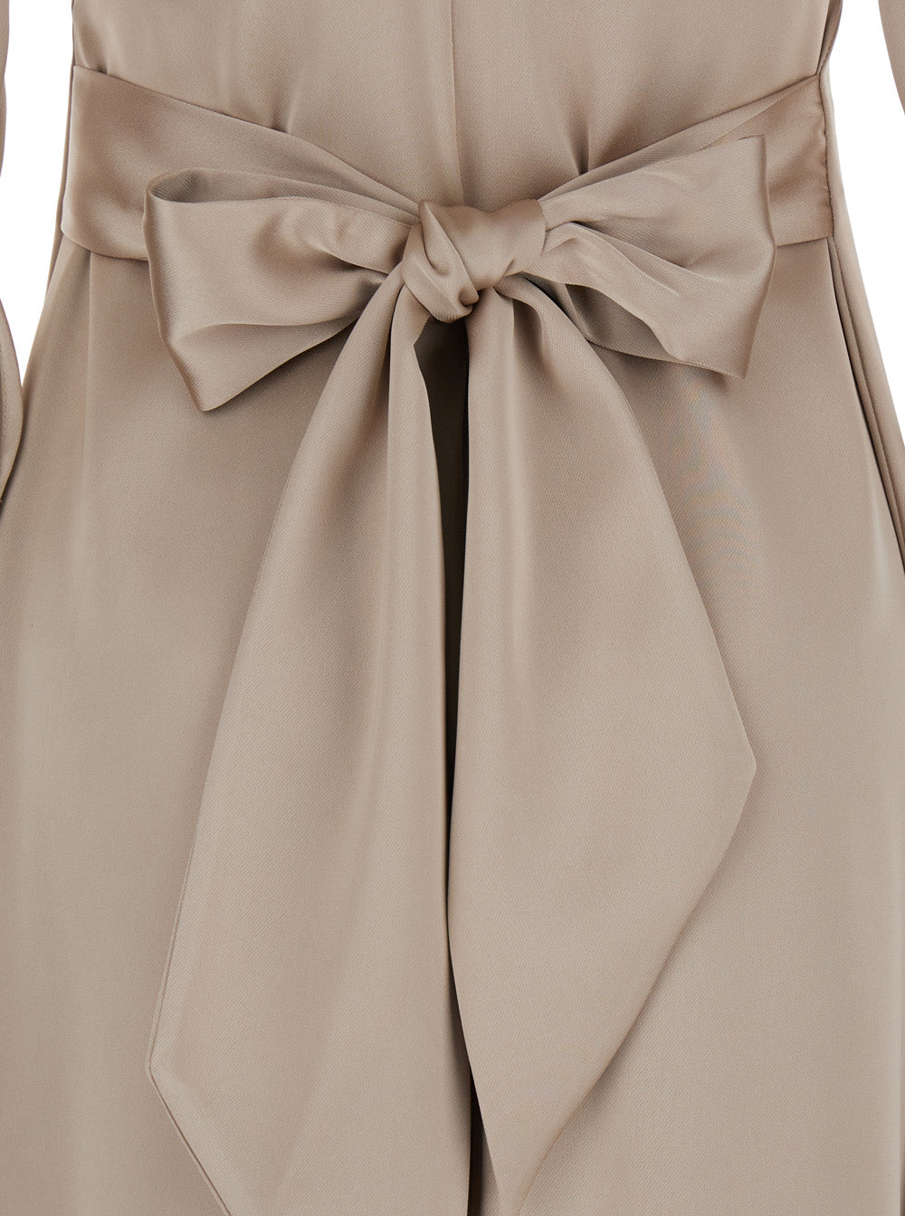 Leplain Women Beige Maxi Dress With Front And Rear V Neck And Maxi Bow On The Rear In Cady Woman LEPLAIN