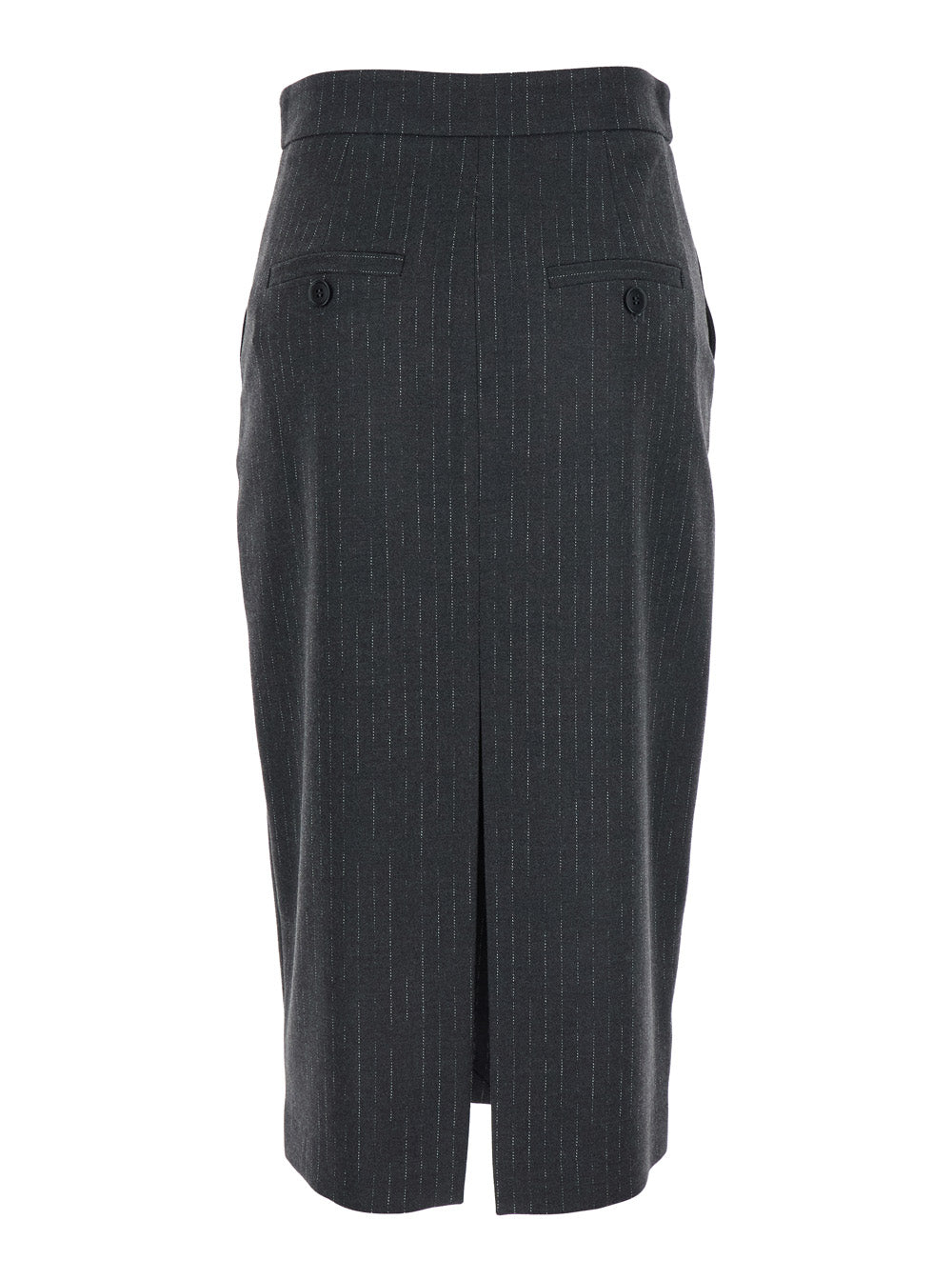 Leplain Women Grey Skirt With Front And Rear Slit And All-Over Striped Motif In Wool Blend Woman LEPLAIN