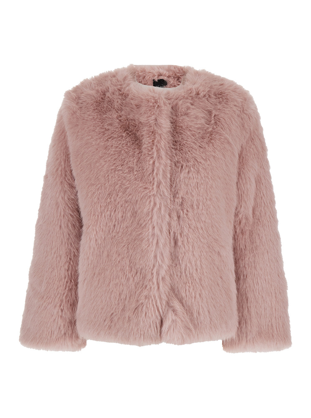 Leplain Women Pink Crewneck Fur Jacket With Concealed Front Closure In Ecofur Woman LEPLAIN