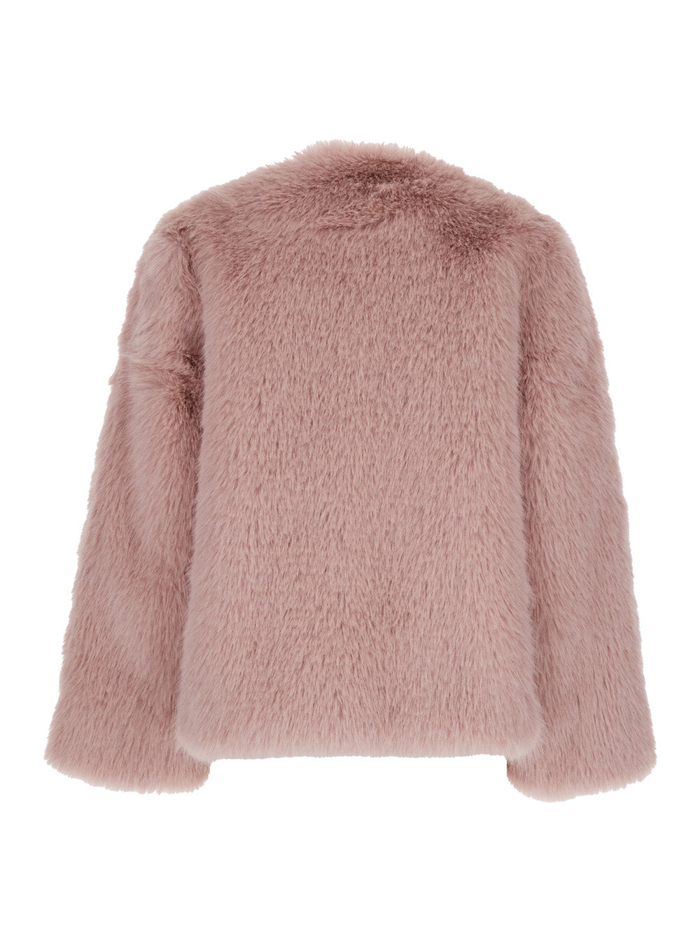 Leplain Women Pink Crewneck Fur Jacket With Concealed Front Closure In Ecofur Woman LEPLAIN