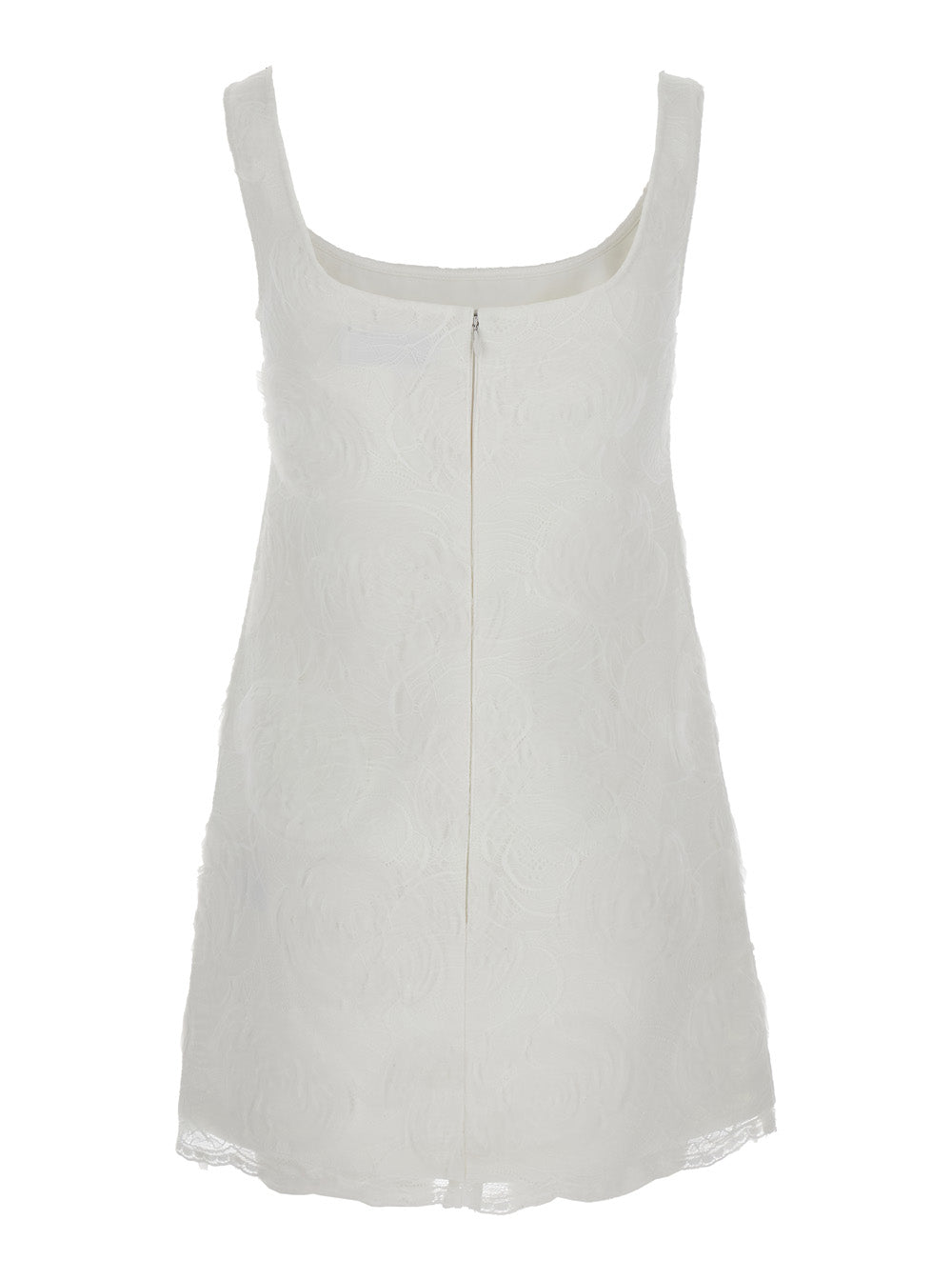 Self-Portrait Women White Mini Dress With Square Neck And Bow Detail On The Front In Tech Fabric Woman SELF-PORTRAIT