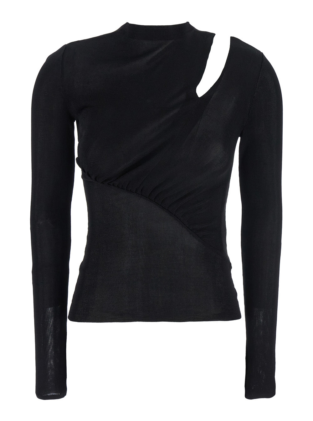 Self-Portrait Women Black Long-Sleeve With Cut-Out Detail In Viscose Woman SELF-PORTRAIT