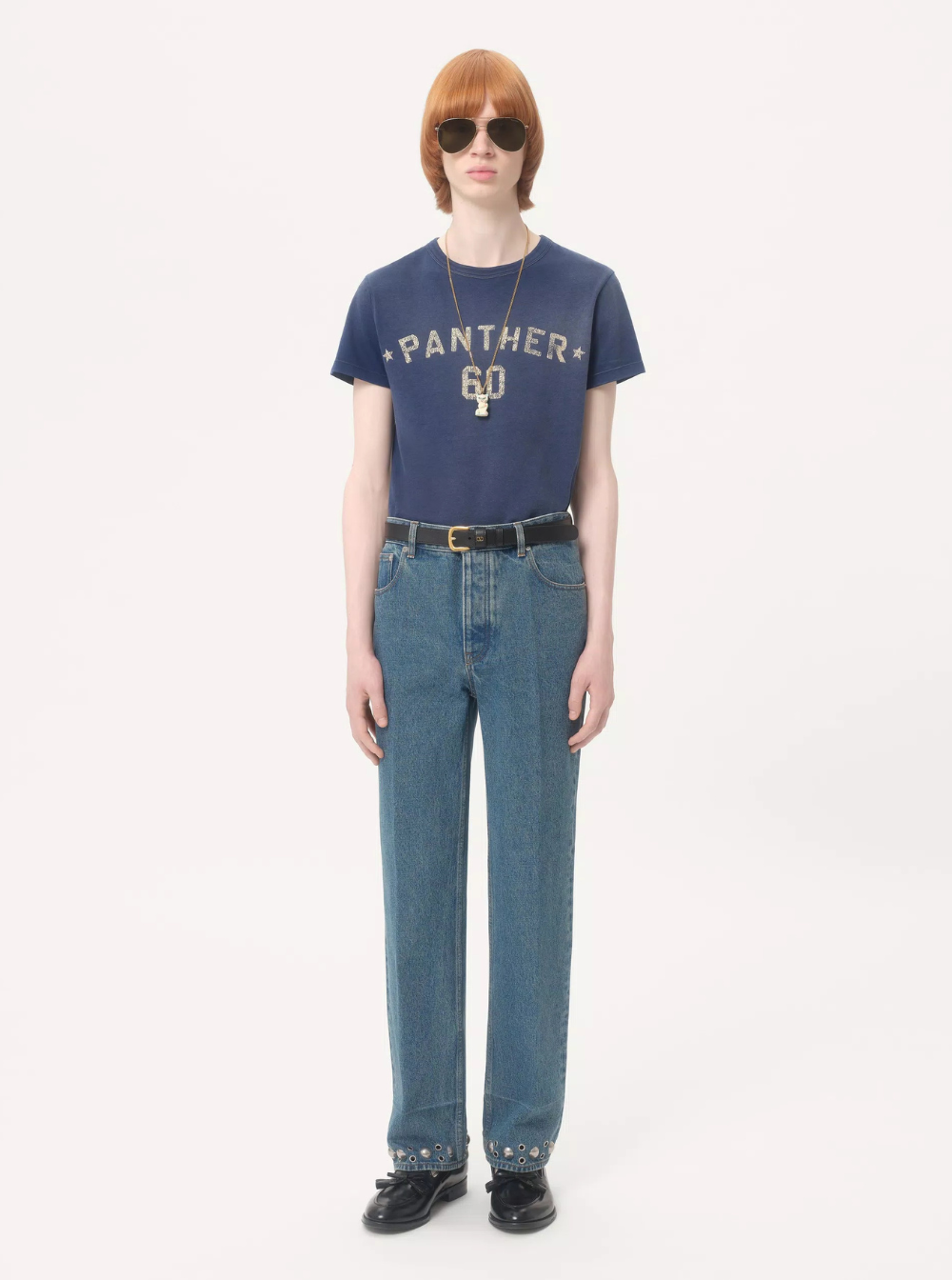 Valentino Men Blue Crewneck T-Shirt With Logo Lettering On The Rear In Cotton Man VALENTINO