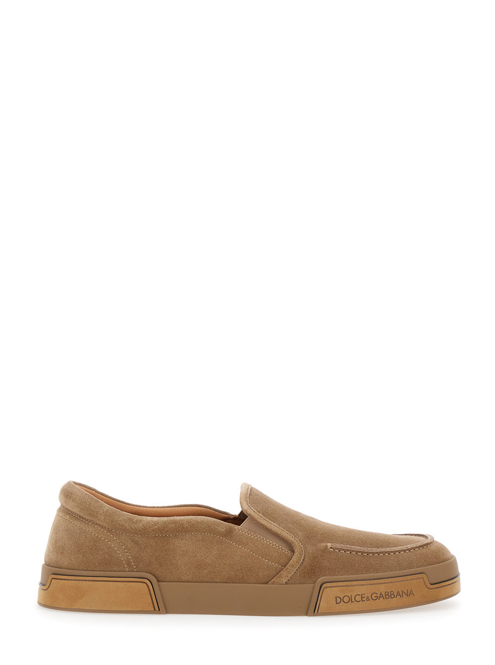 Dolce & Gabbana Men 'Portofino' Brown Sneakers With Logo Lettering On The Sole In Suede Man DOLCE & GABBANA