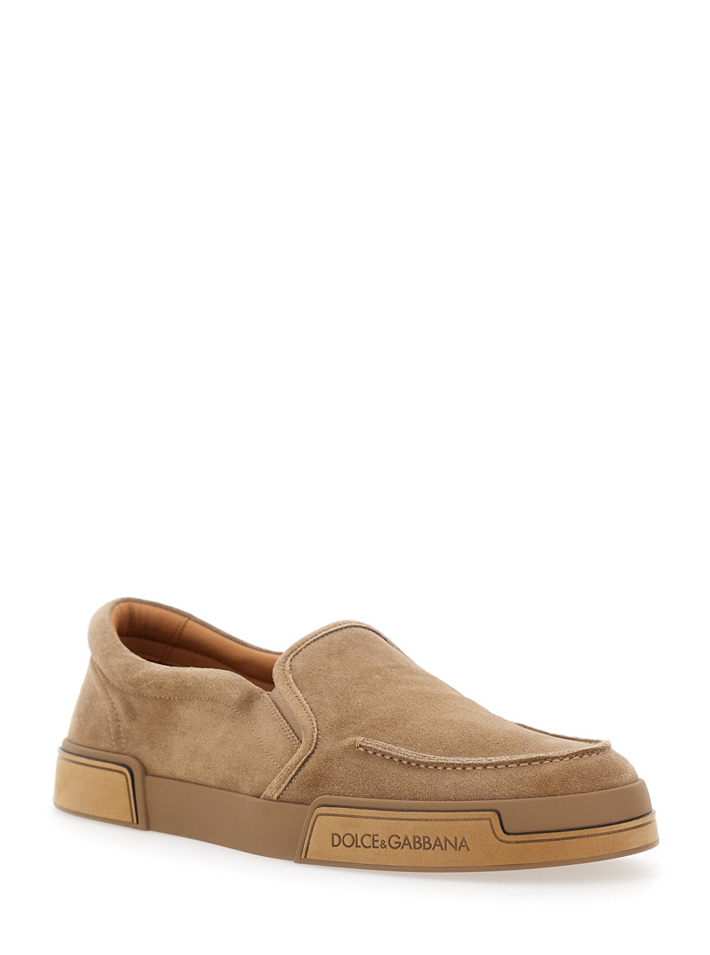 Dolce & Gabbana Men 'Portofino' Brown Sneakers With Logo Lettering On The Sole In Suede Man DOLCE & GABBANA