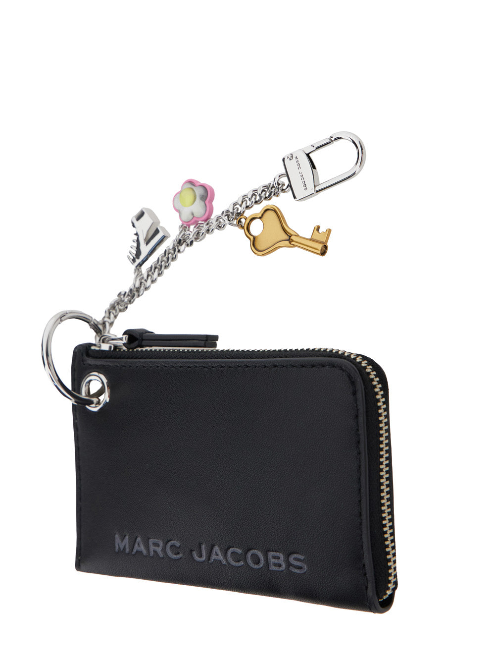 Marc Jacobs Women 'The Coin Purse Charm' Black Keychain With Logo Lettering On The Front And Charm Embellishments In Grained Leather Woman MARC JACOBS