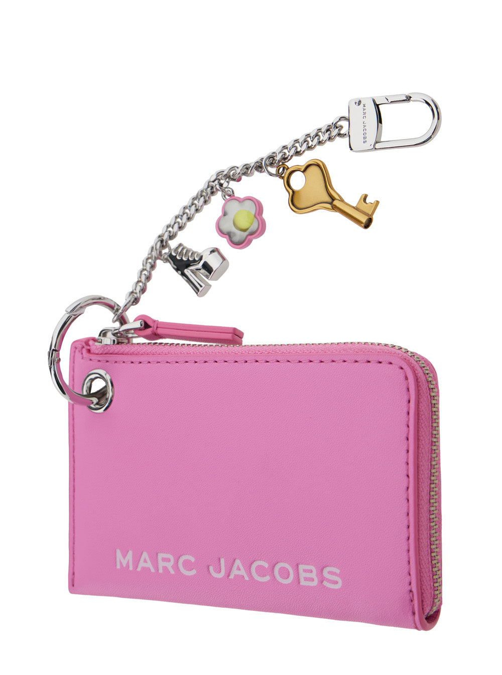 Marc Jacobs Women 'The Coin Purse Charm' Pink Keychain With Logo Lettering On The Front And Charm Embellishments In Grained Leather Woman MARC JACOBS