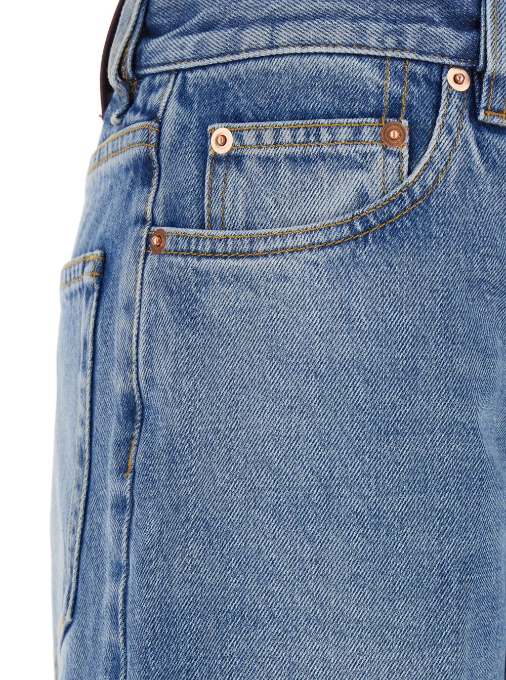 Gucci Women Blue Jeans With Logo Patch On The Rear And Faded Effect In Denim Woman GUCCI