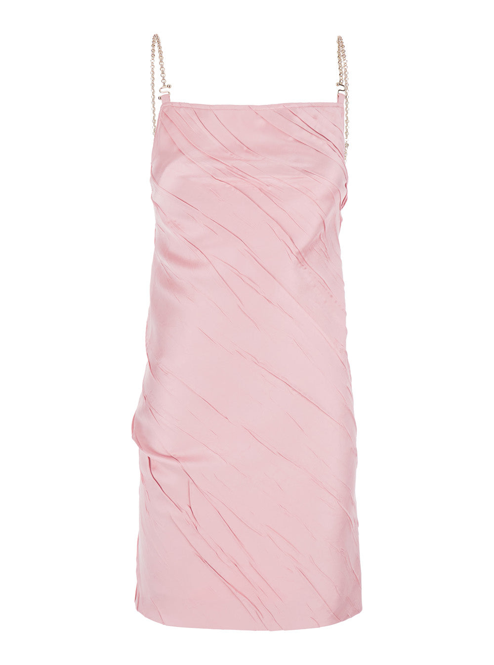 Sportmax Women 'Carta' Pink Dress With Removable Chain-Link Shoulder Strap And Pleated Design In Tech Fabric Woman SPORTMAX