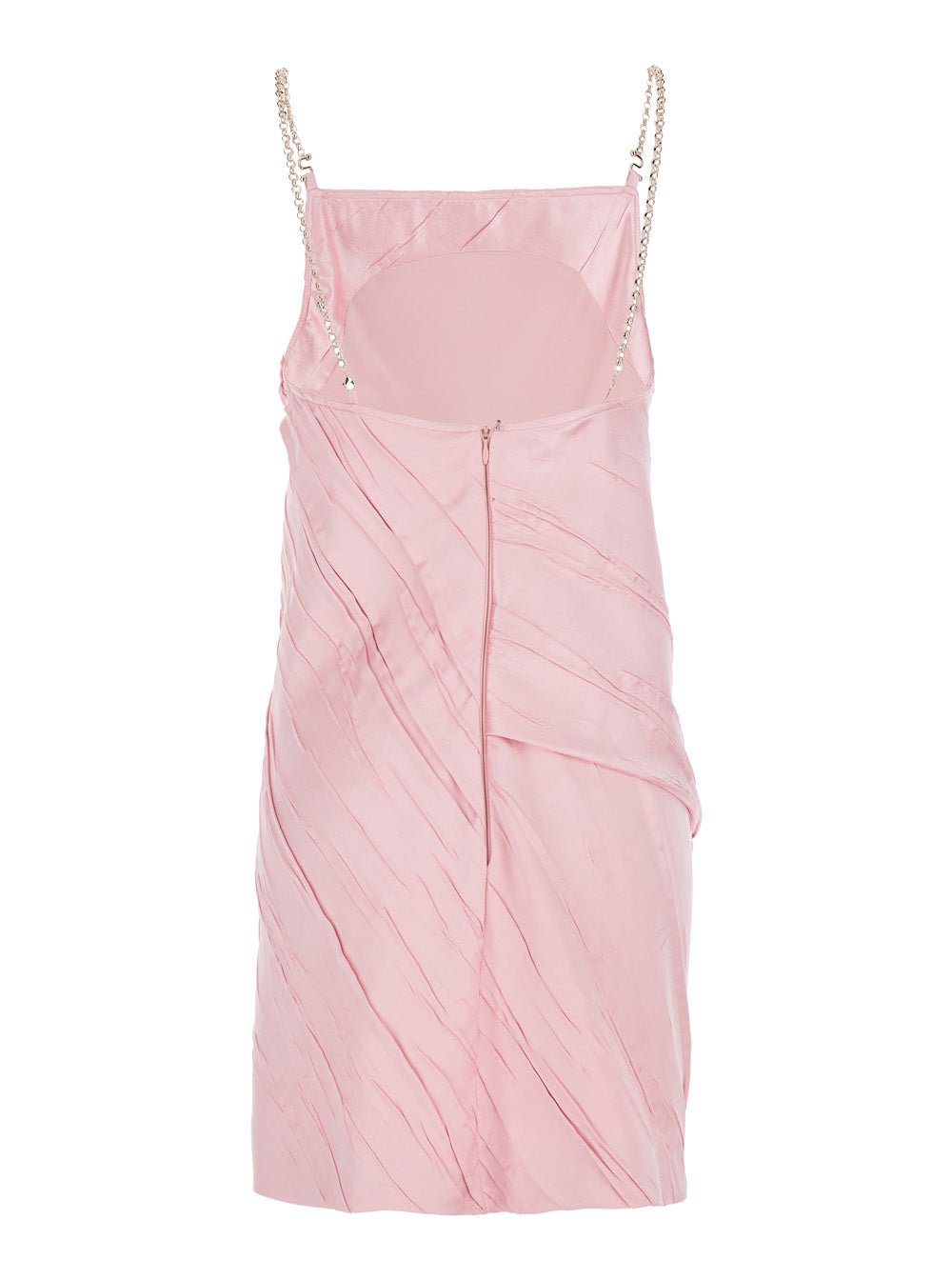 Sportmax Women 'Carta' Pink Dress With Removable Chain-Link Shoulder Strap And Pleated Design In Tech Fabric Woman SPORTMAX