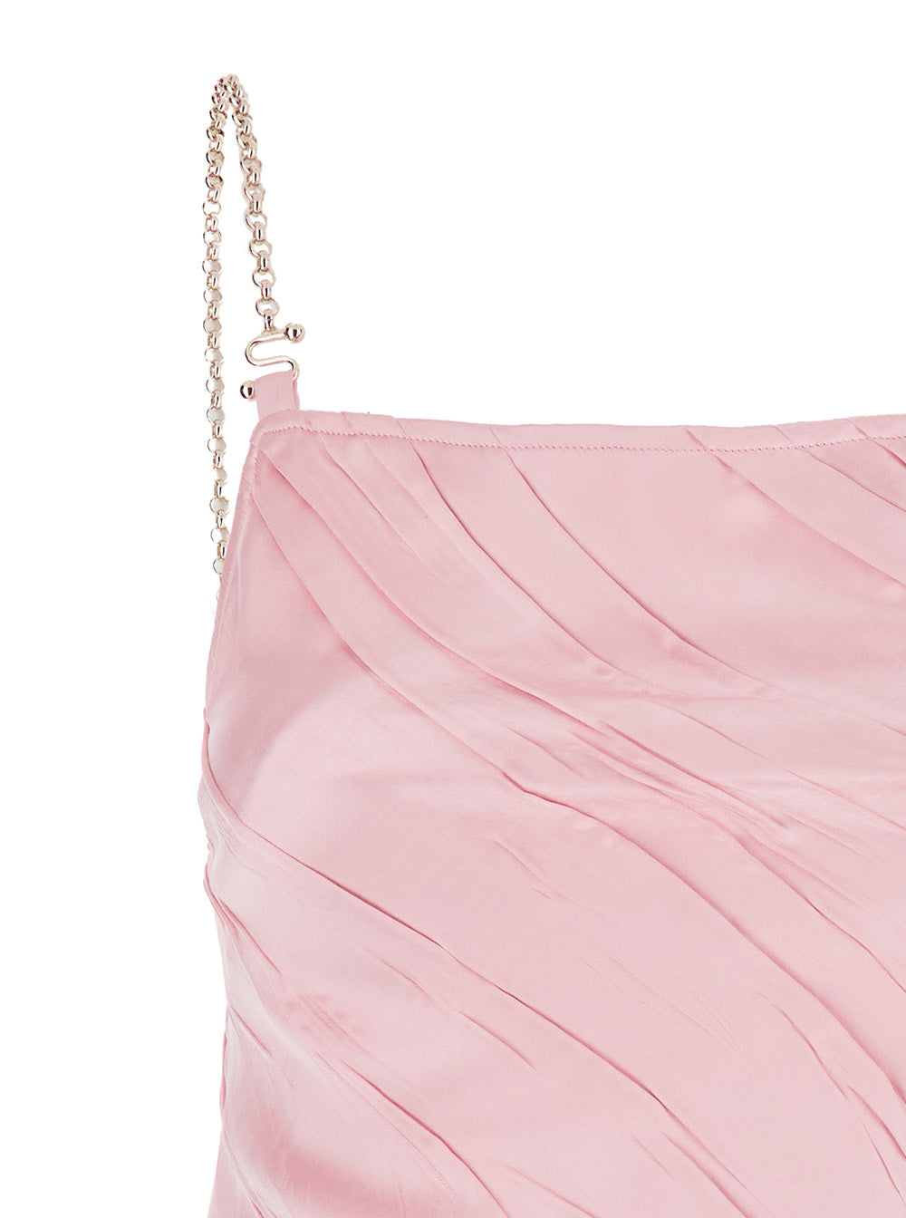 Sportmax Women 'Carta' Pink Dress With Removable Chain-Link Shoulder Strap And Pleated Design In Tech Fabric Woman SPORTMAX