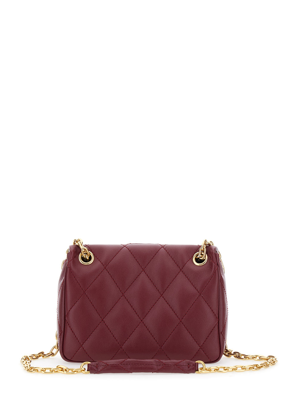 Burberry Women Bordeaux Quilted Crossbody Bag With Ekd Plaque On The Front And Chain-Link Shoulder Strap In Leather Woman BURBERRY