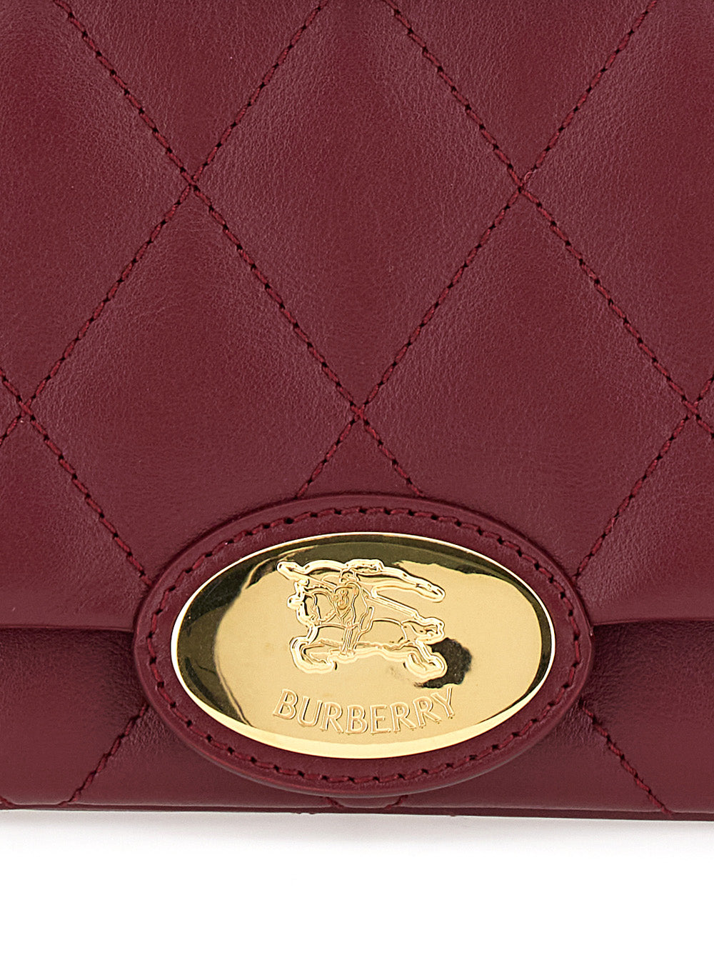 Burberry Women Bordeaux Quilted Crossbody Bag With Ekd Plaque On The Front And Chain-Link Shoulder Strap In Leather Woman BURBERRY