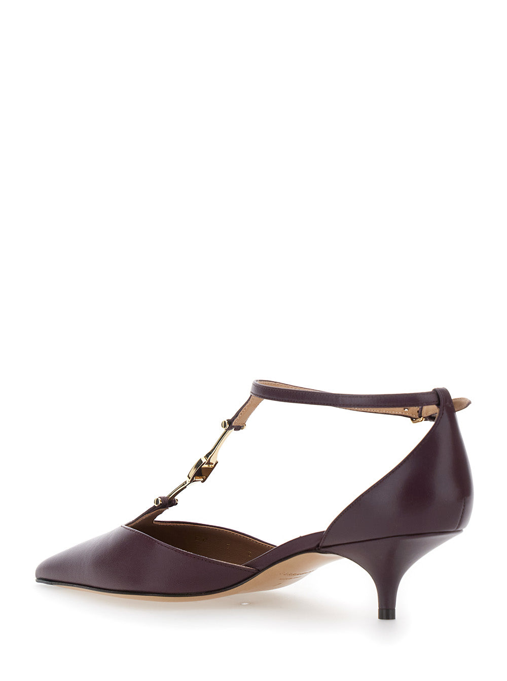 Ferragamo Women Bordeaux Pumps With T Strap And Low Heel In Leather Woman FERRAGAMO