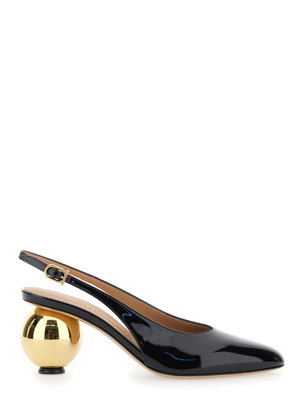 Ferragamo Women 'Tessie' Black Slingback Pumps With Spherical Heel In Patent Leather Woman FERRAGAMO