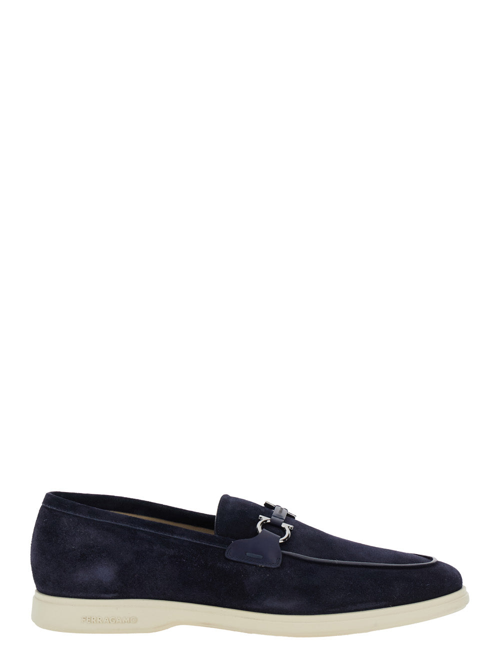 Ferragamo Men 'Cosimo' Blue Loafers With Metallic Hooks On The Front In Suede Man FERRAGAMO