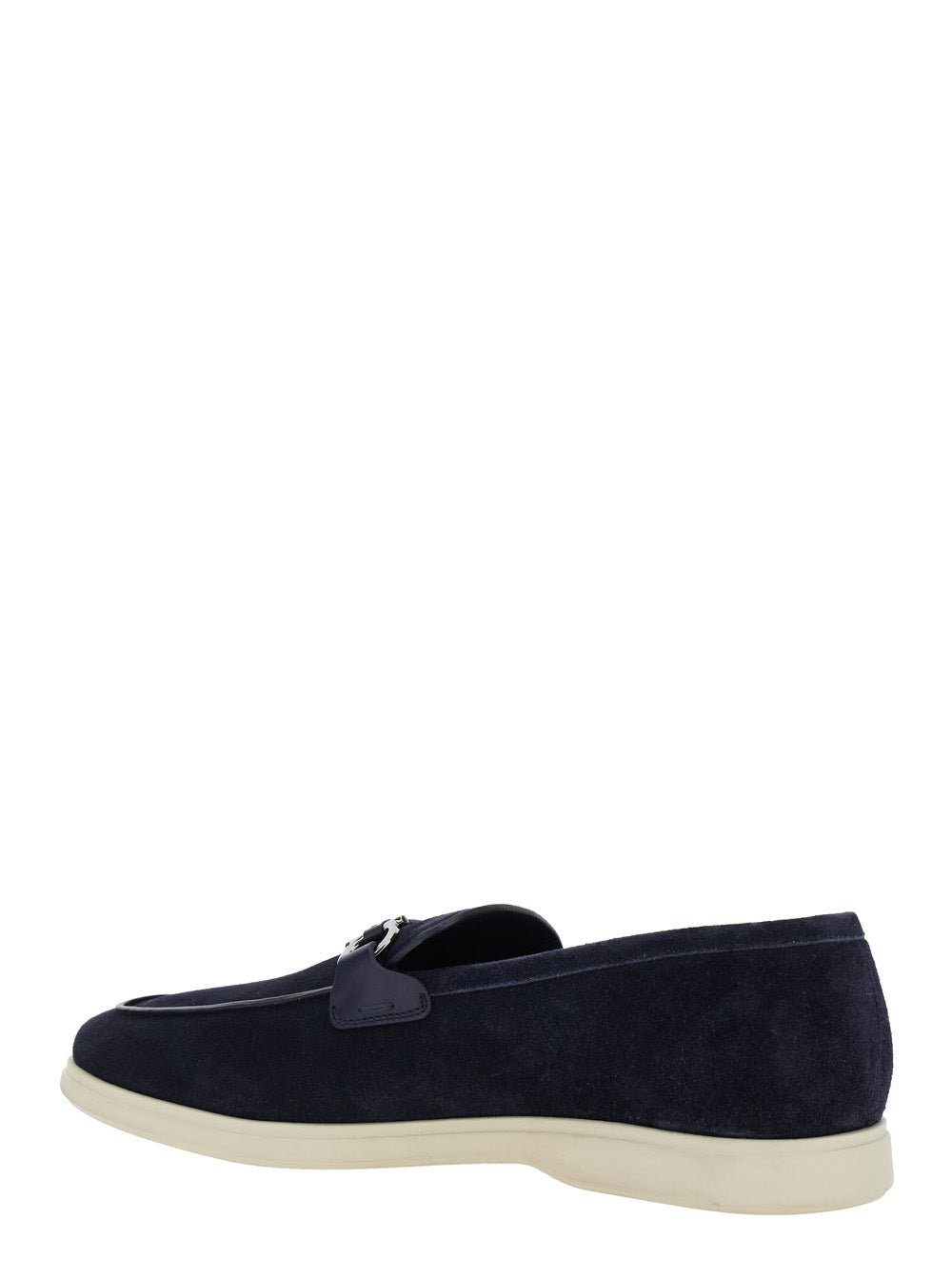 Ferragamo Men 'Cosimo' Blue Loafers With Metallic Hooks On The Front In Suede Man FERRAGAMO