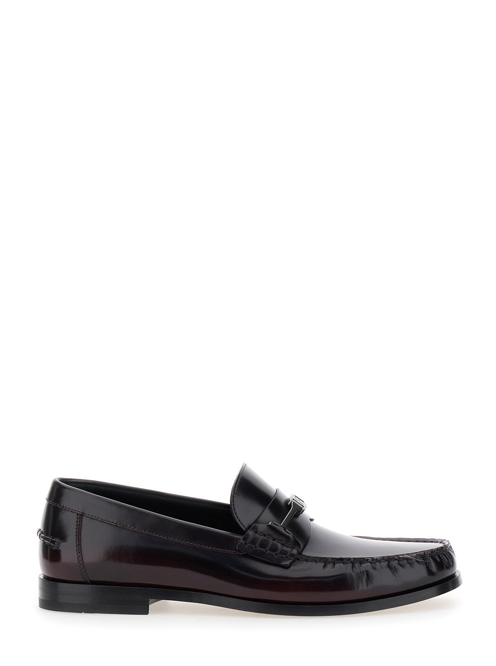 Ferragamo Men 'Harry' Dark Burgundy Loafers With Almond Toe And Logo Plaque Detail In Leather Man FERRAGAMO