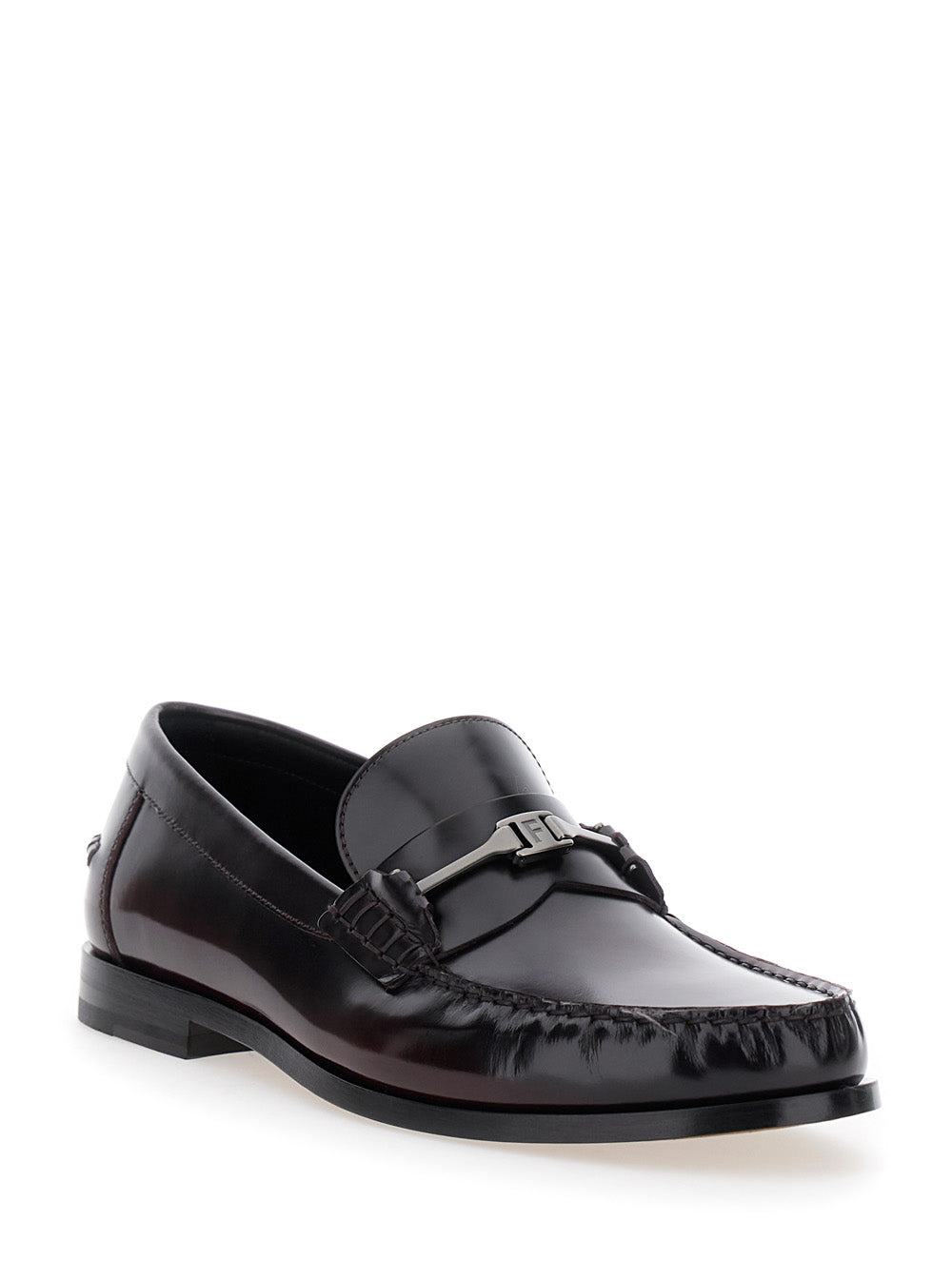Ferragamo Men 'Harry' Dark Burgundy Loafers With Almond Toe And Logo Plaque Detail In Leather Man FERRAGAMO