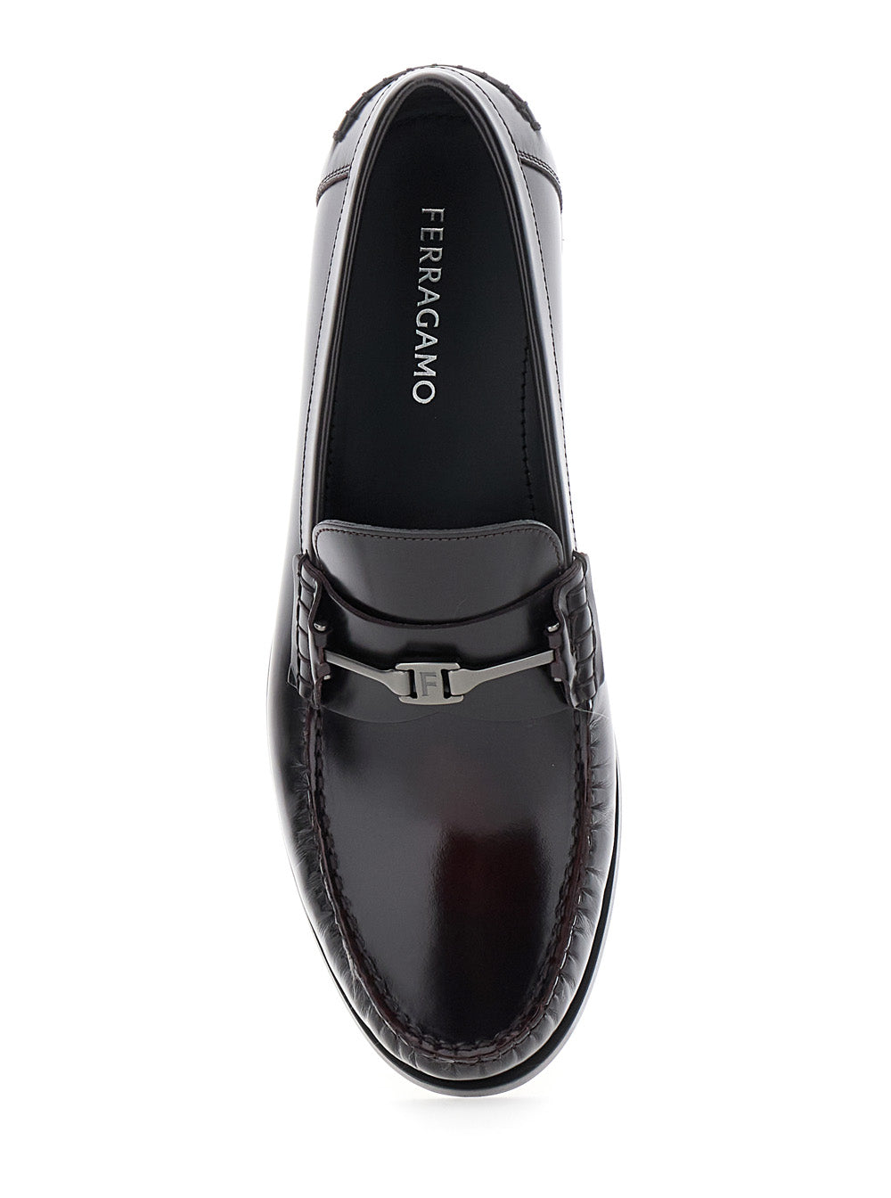 Ferragamo Men 'Harry' Dark Burgundy Loafers With Almond Toe And Logo Plaque Detail In Leather Man FERRAGAMO
